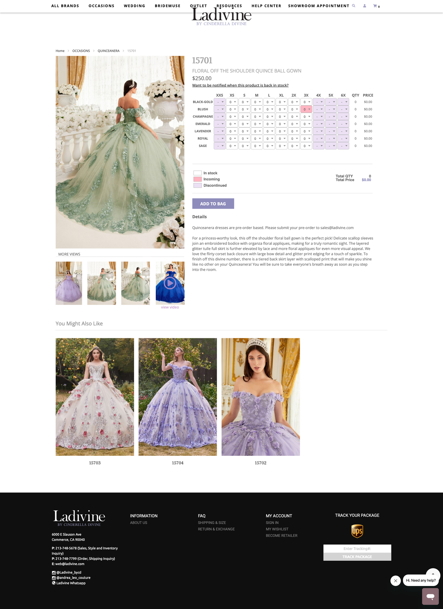 FLORAL OFF THE SHOULDER QUINCE BALL GOWN