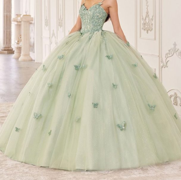 Sage Layered Tulle Ball Gown