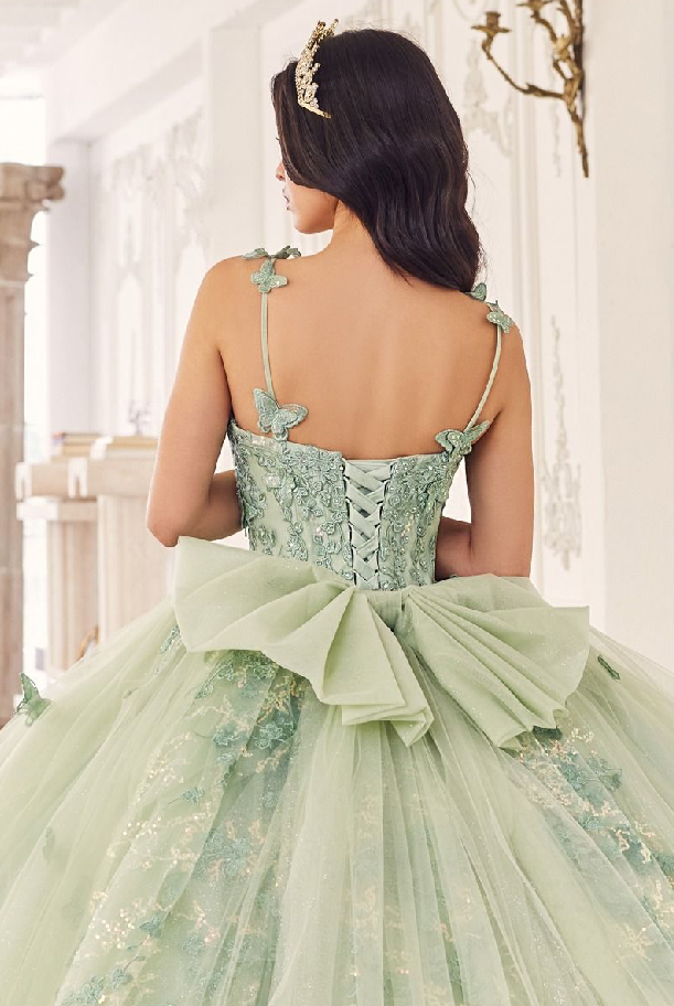 Sage Layered Tulle Ball Gown