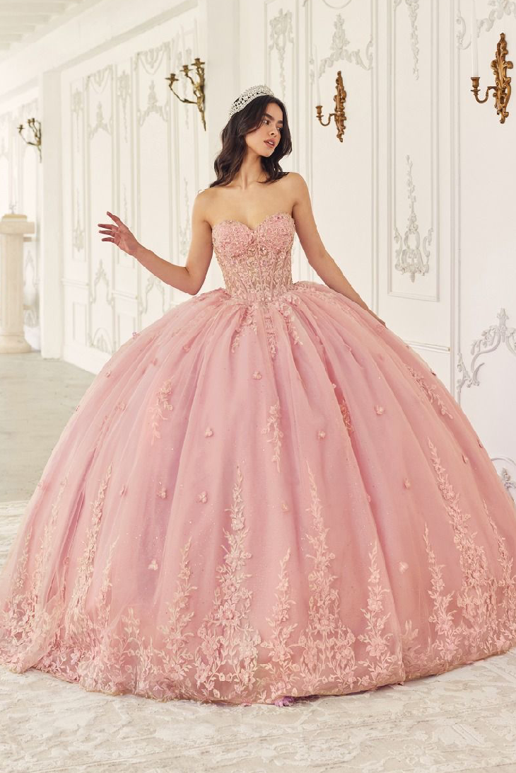Strapless Quinceañera Ball Gown With Removable Caplet