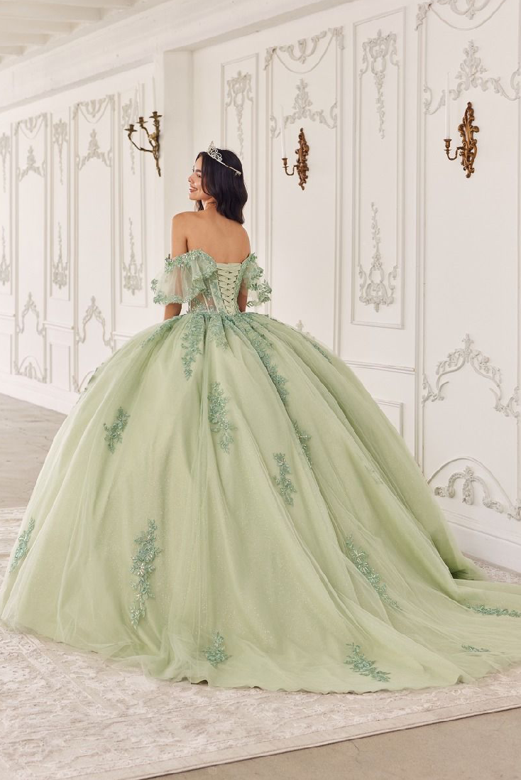 Off The Shoulder Flutter Sleeve Ball Gown