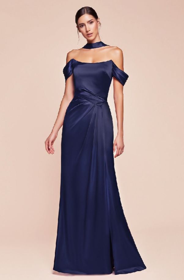 Off the Shoulder Lace Up Corset Satin Gown