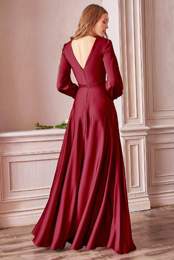 Long Sleeve Satin Dress