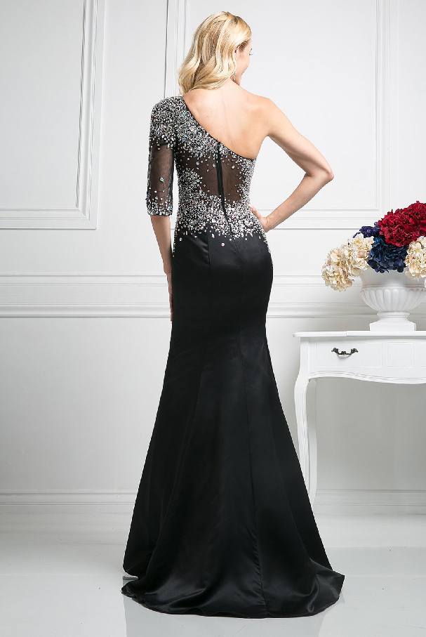 The Midnight Spark One-Shoulder Gown
