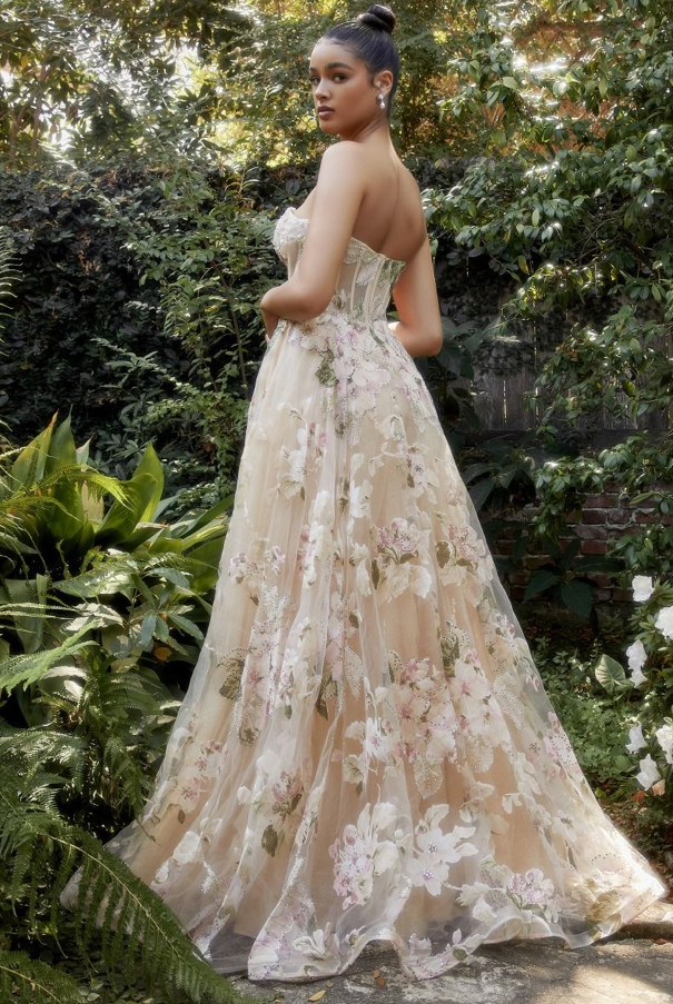 Magnolia Corset Printed Gown