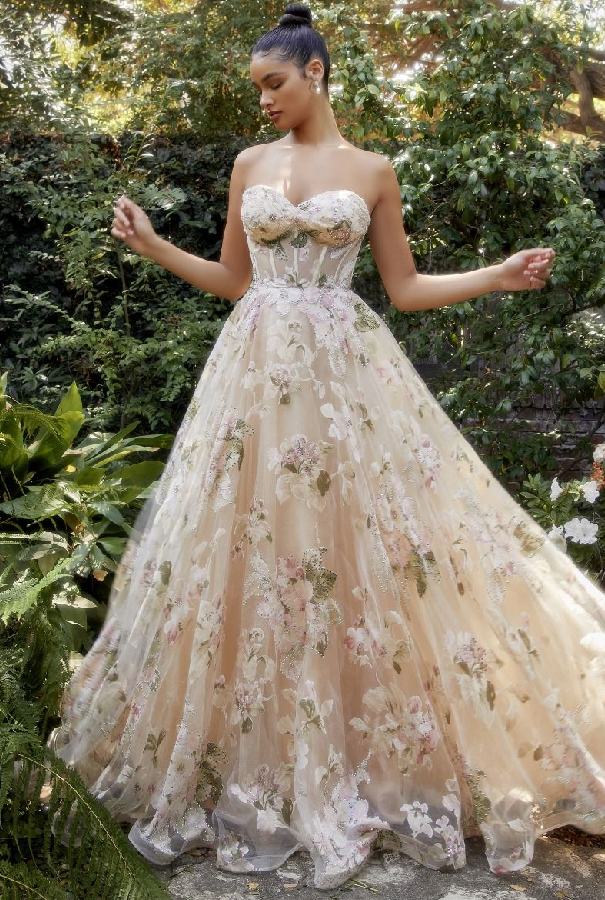 Magnolia Corset Printed Gown