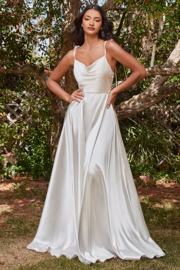 Ravishing Cowl A-Line Sating Gown