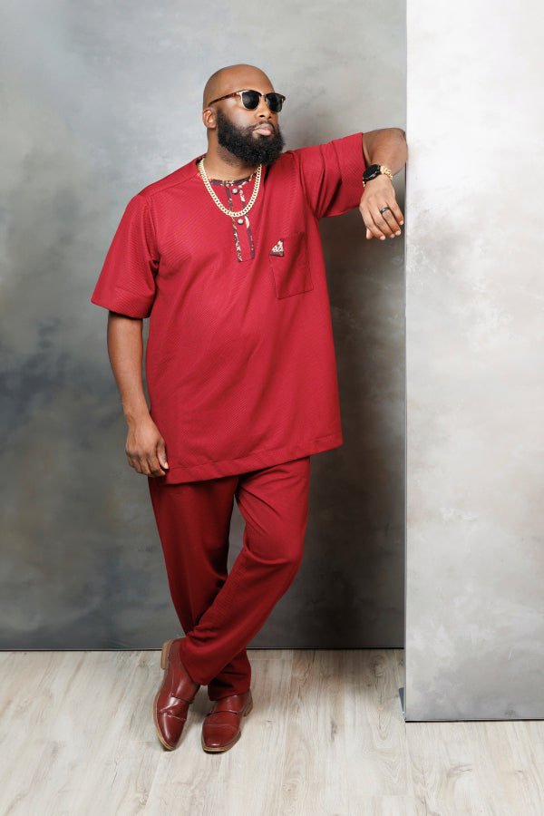 Crimson Valor Kaftan Set