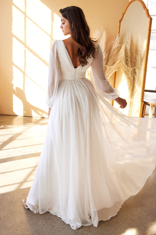 Chiffon Long Sleeve Bridal Gown