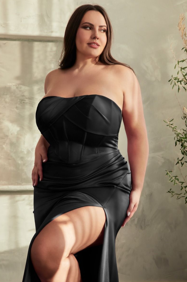 Soft Satin Strapless Plus Dress
