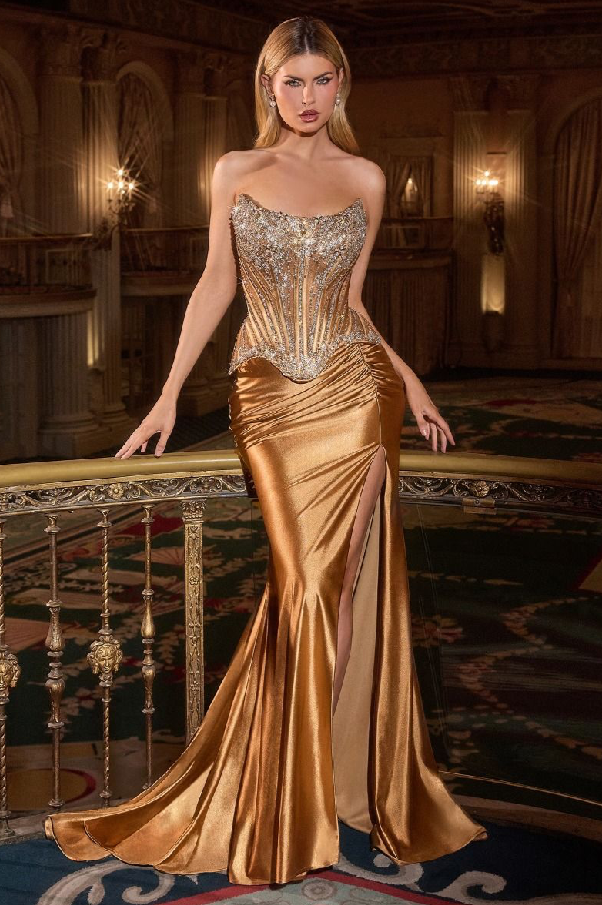 Adorned Crystal Bodice Gala Dress