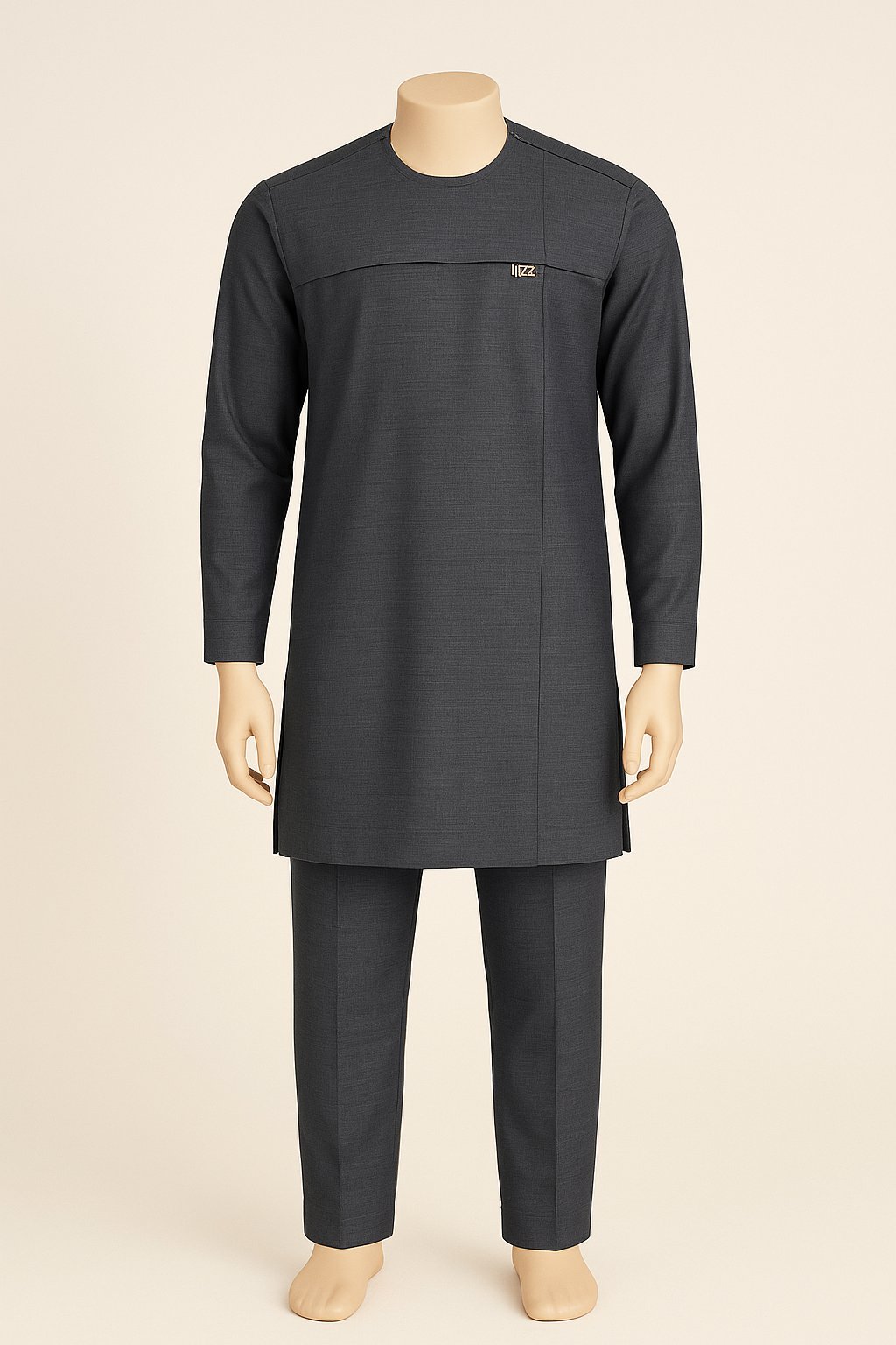 LIZZ Executive Gray Zipper Kaftan Set