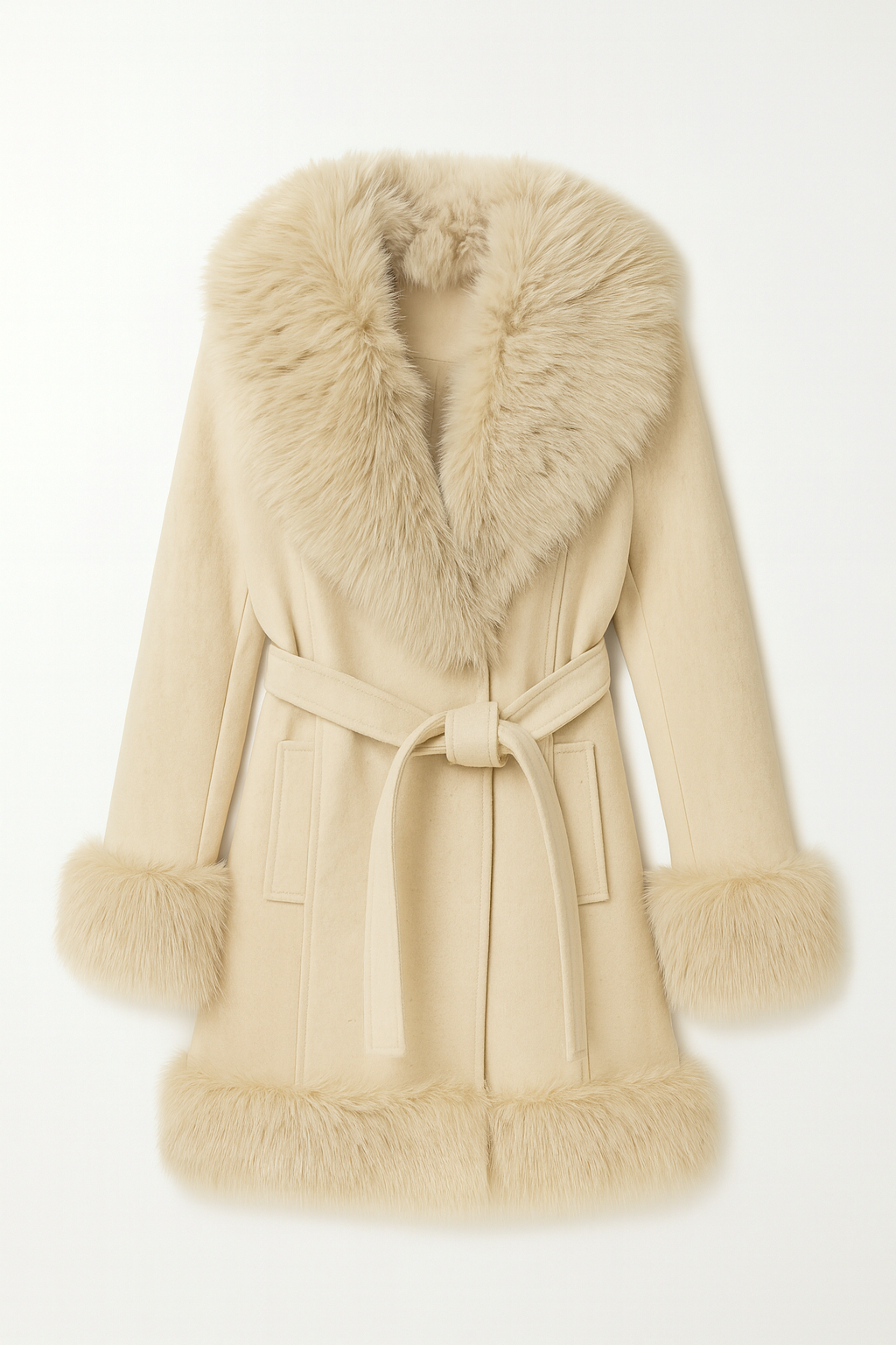 Detachable Fur Wrap Coat