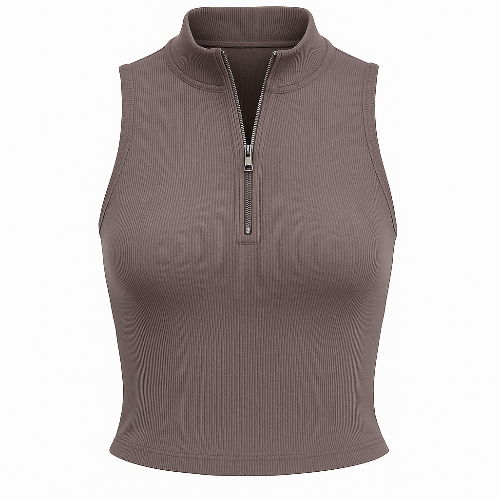 Zip Up Mock Neck Cropped Tank