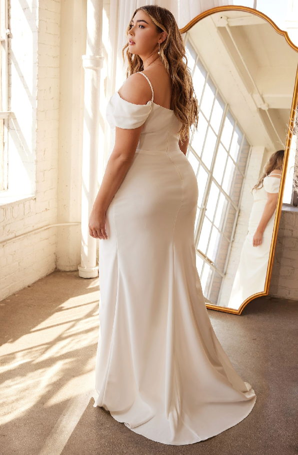 Off the Shoulder Crepe Plus Gown
