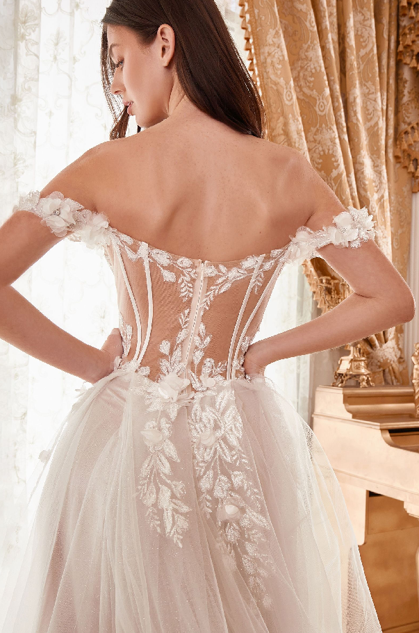 Off The Shoulder Floral A-Line Bridal Gown