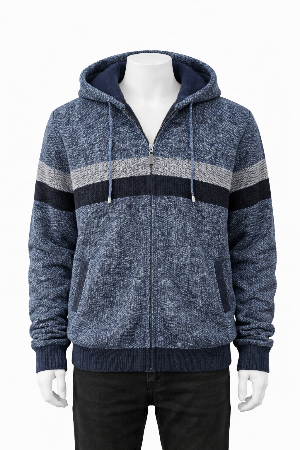 Fleece-Lined Knit Full-Zip Hoodie