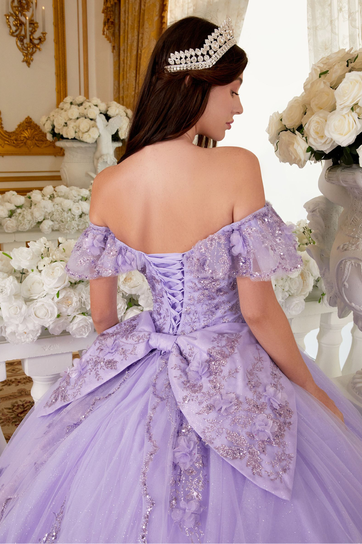 FLORAL OFF THE SHOULDER QUINCE BALL GOWN