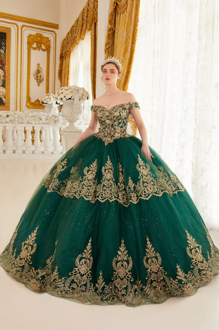 Layered Lace Quinceanera Ball Gown