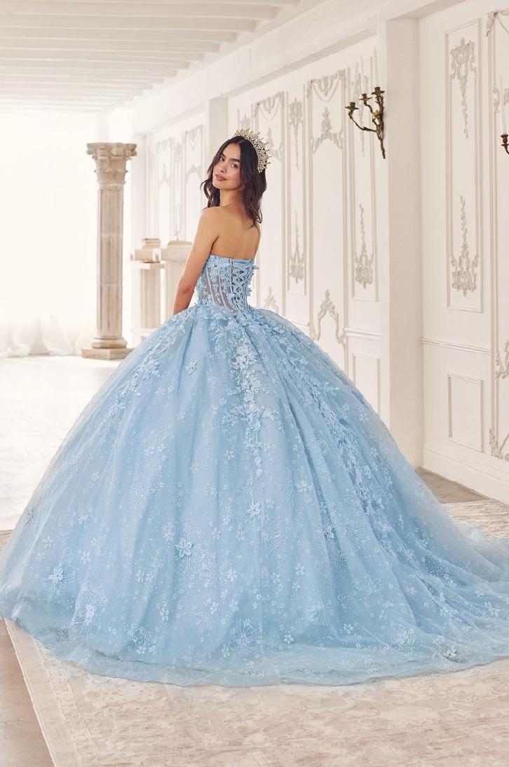 Floral Quinceañera Ball Gown With Cape