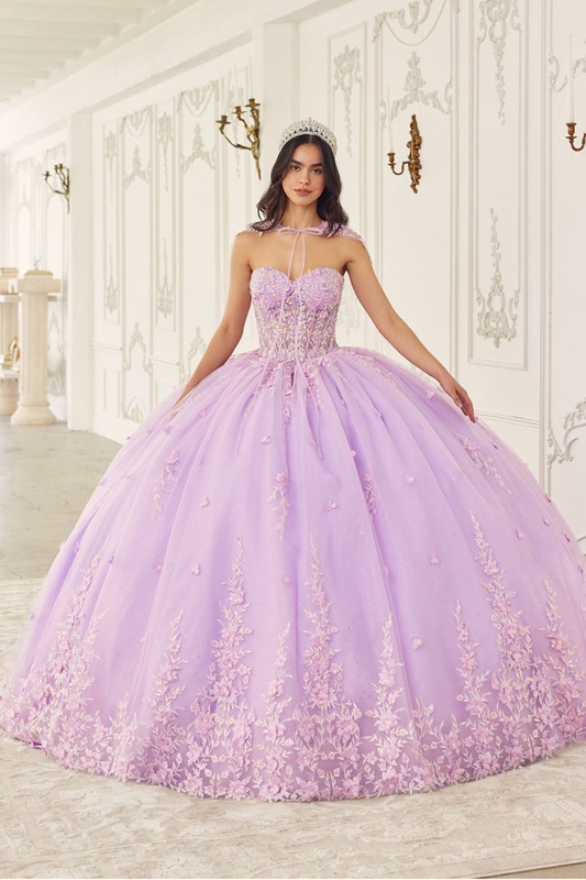 Strapless Quinceañera Ball Gown With Removable Caplet