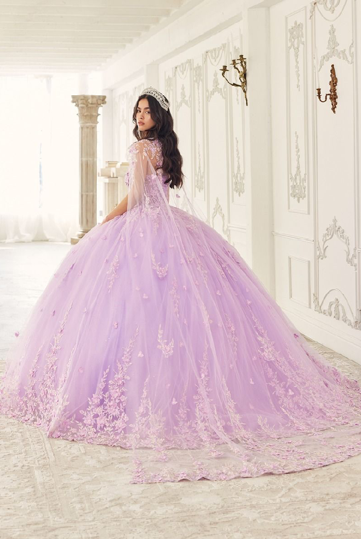 Strapless Quinceañera Ball Gown With Removable Caplet