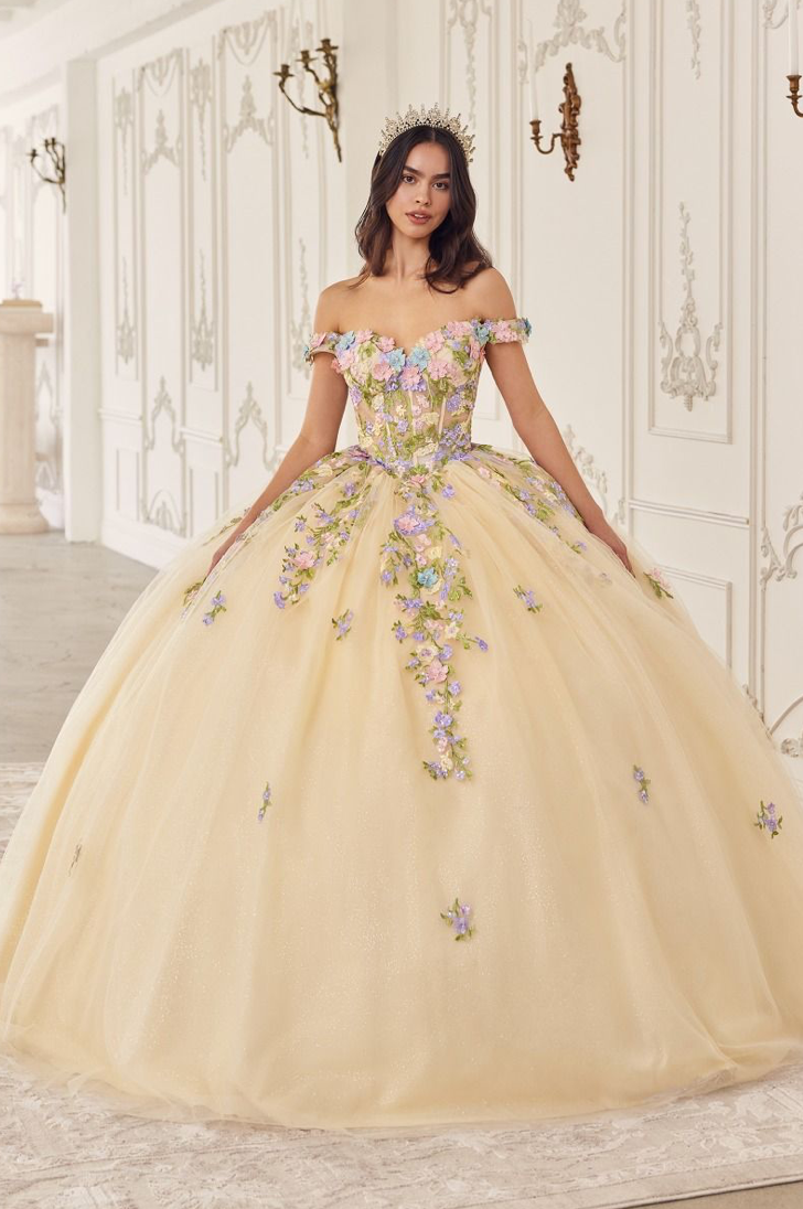 Multi Colored Floral Ball Gown