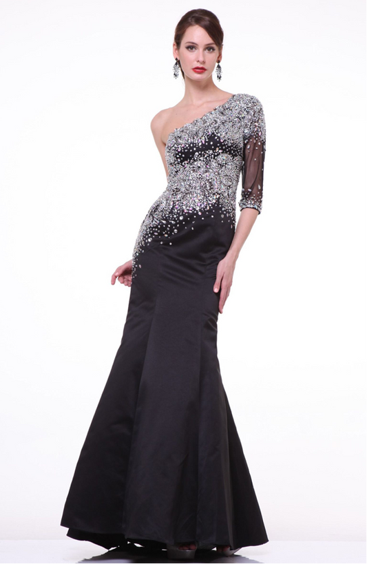 The Midnight Spark One-Shoulder Gown