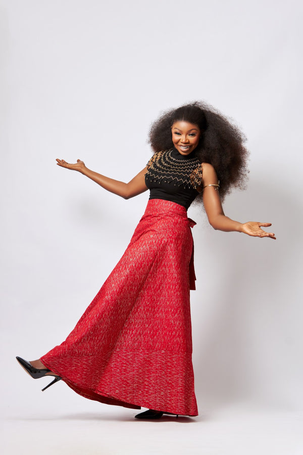 Kente Wrap Skirt (Red)