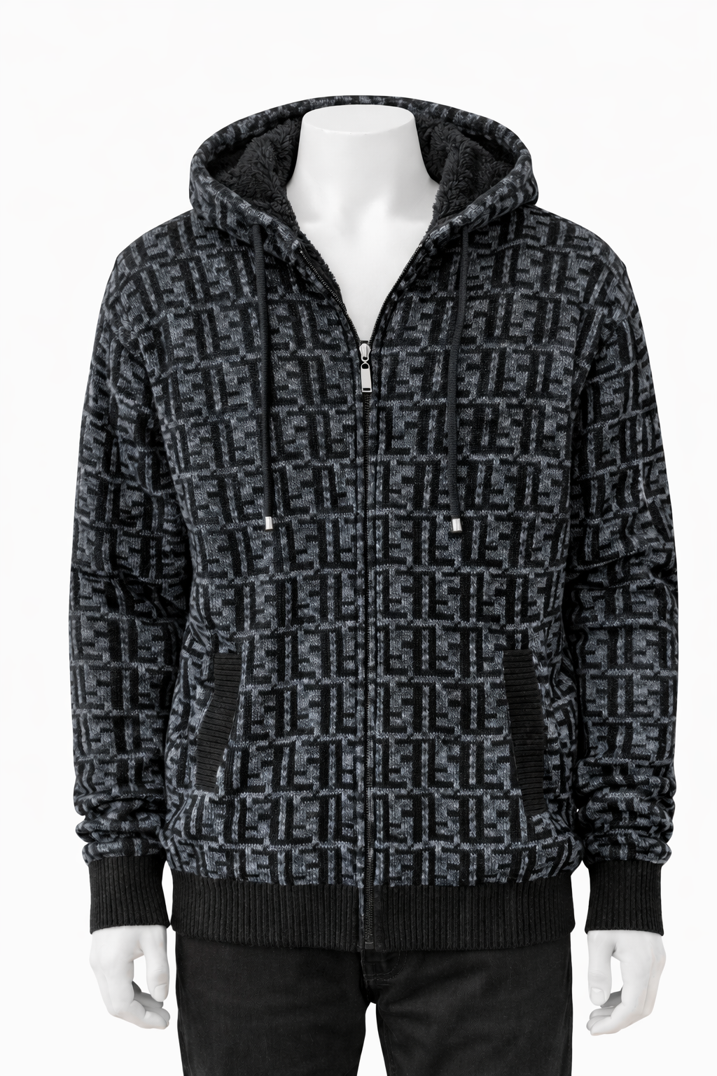 Plush-Lined Knit Full-Zip Hoodie