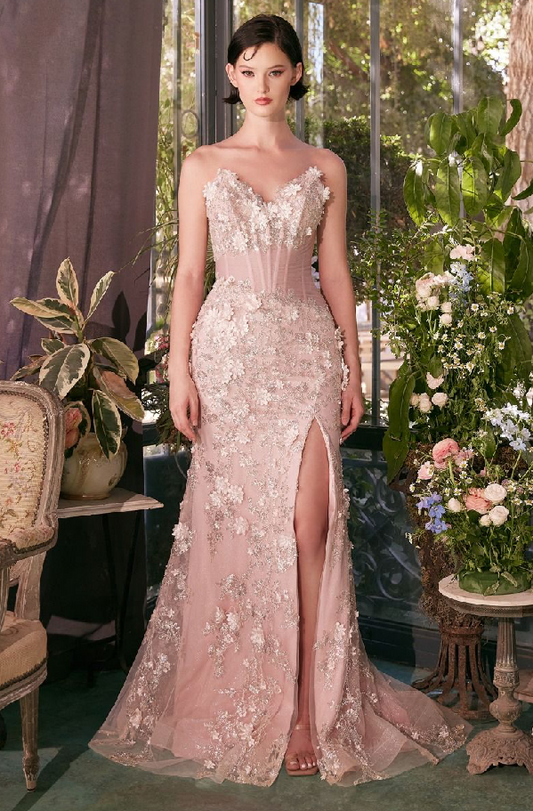 Sheer Pleated Corset Gown