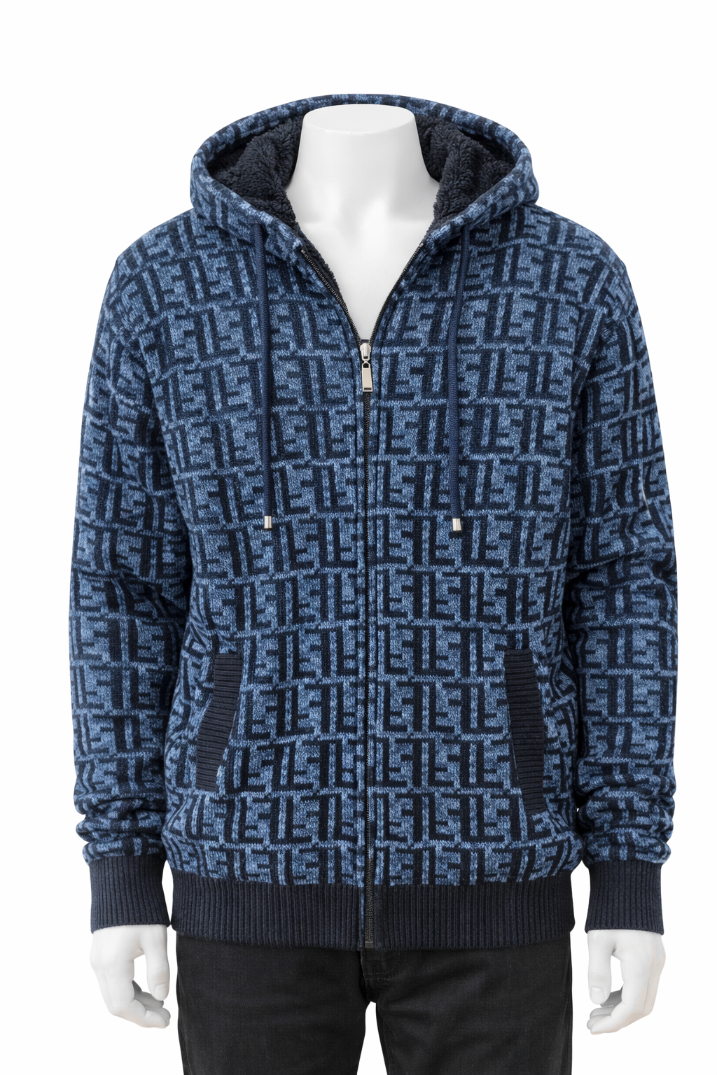 Plush-Lined Knit Full-Zip Hoodie