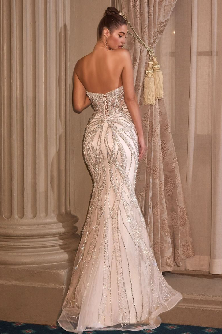 Opulent Pearl Contour Bridal Gown