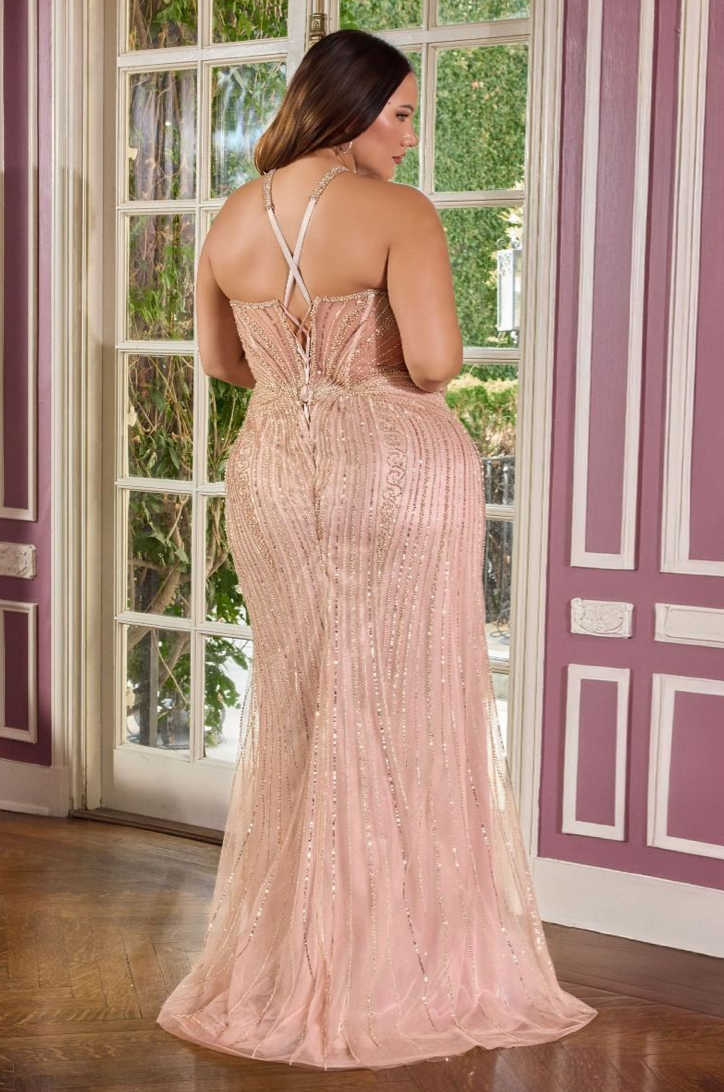 Halter Cutout Beaded Gown