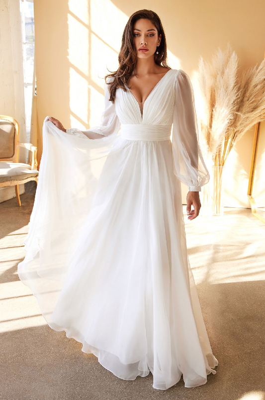 Chiffon Long Sleeve Bridal Gown