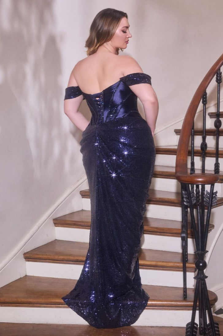 Fitted Beaded Satin Gown