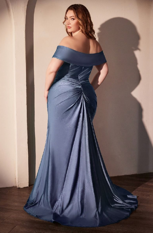 Stretch Spandex Off the Shoulder Plus Dress