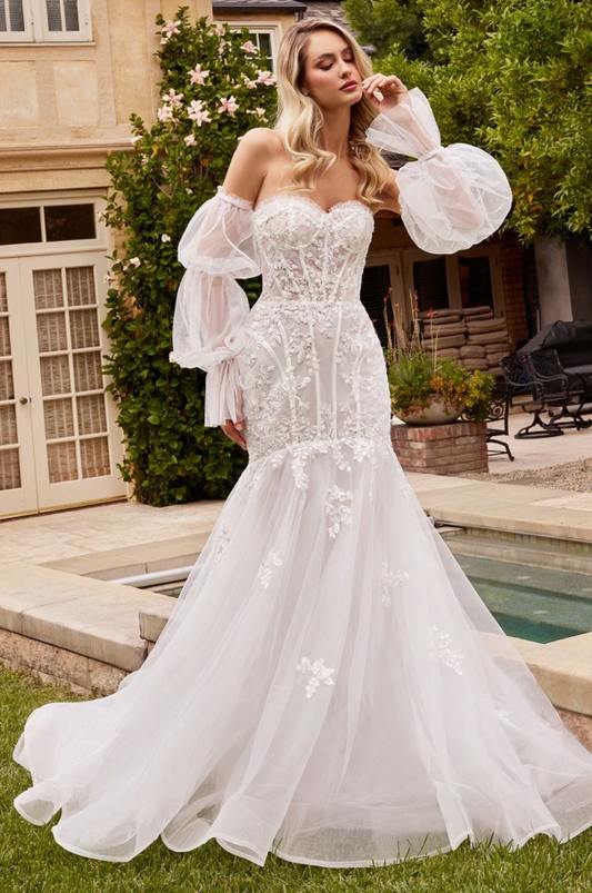 Strapless Mermaid Wedding Dress & Removable Sleeves