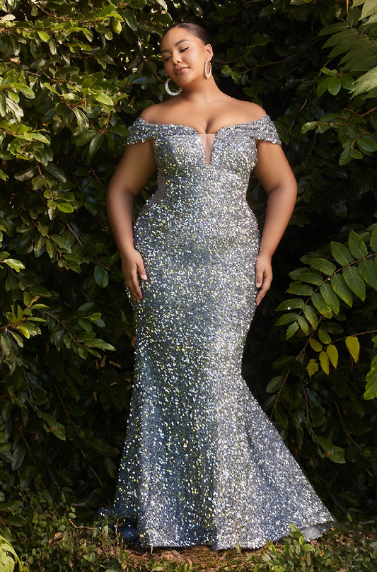 Off The Shoulder Sequin Gown