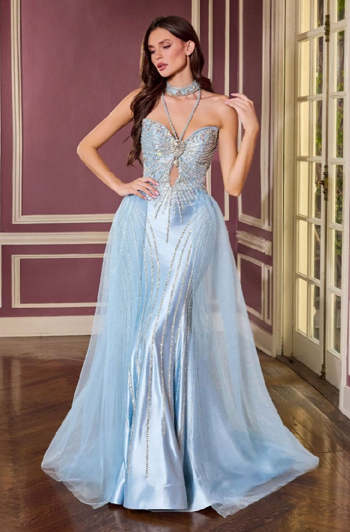 Front Cutout Gown with Jewel Centerpiece