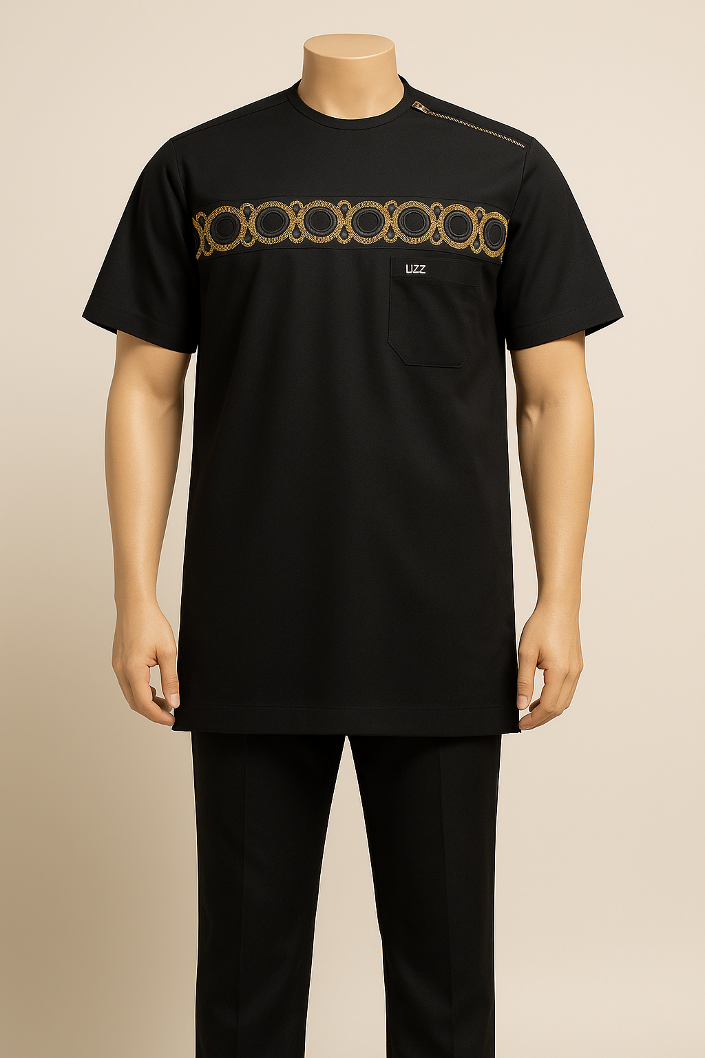 LIZZ Signature Black Embroidered Kaftan Set