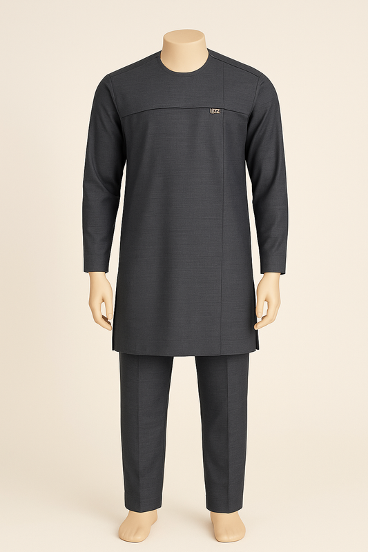 LIZZ Executive Gray Zipper Kaftan Set