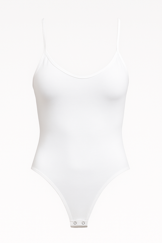 Essential White Spaghetti Strap Bodysuit