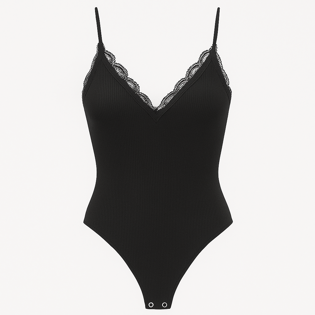 Lace Trim V-Neck Bodysuit