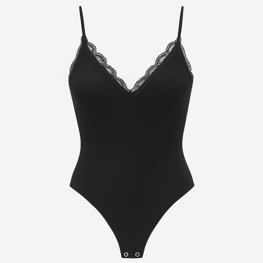 Lace Trim V-Neck Bodysuit