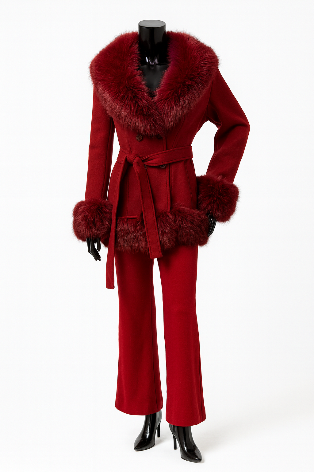 Detachable Fur Wrap Coat