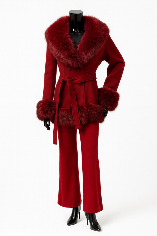 Detachable Fur Wrap Coat