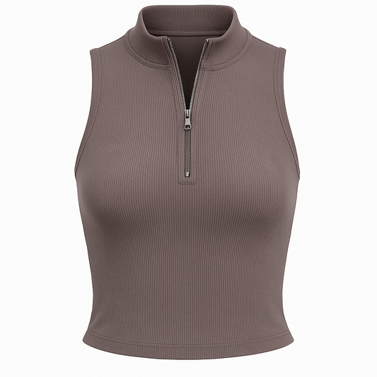 Zip Up Mock Neck Cropped Tank