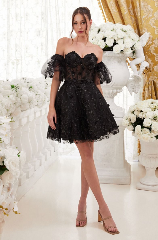 Floral Strapless Short Dress