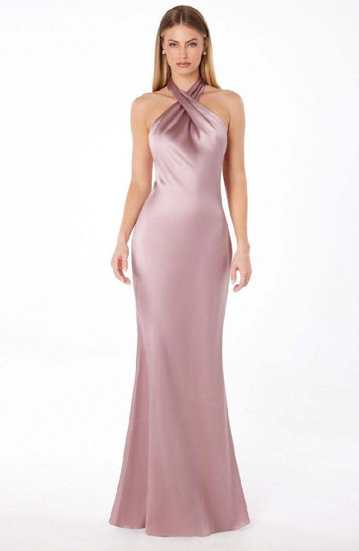 Halter Satin Evening Gown